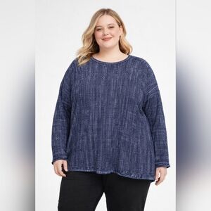 J Jill Pure Jill NWT 3X Women's Navy Blue Sweater Cotton Rayon Blend